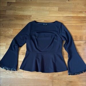 Vtg Y2K Elegant Black Top Coquette Chic Sz S